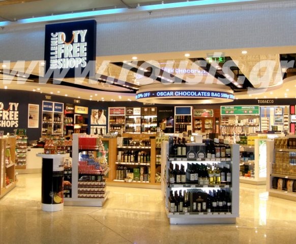 Κυκλική επιγραφή με μπλε SMD LED στα καταστήματα duty free στο αεροδρόμιο "Ελ Βενιζέλος" Αθήνα, συνολικής περιμετρου περίπου 14 μέτρα