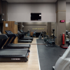 LED clock timer in fitness center.