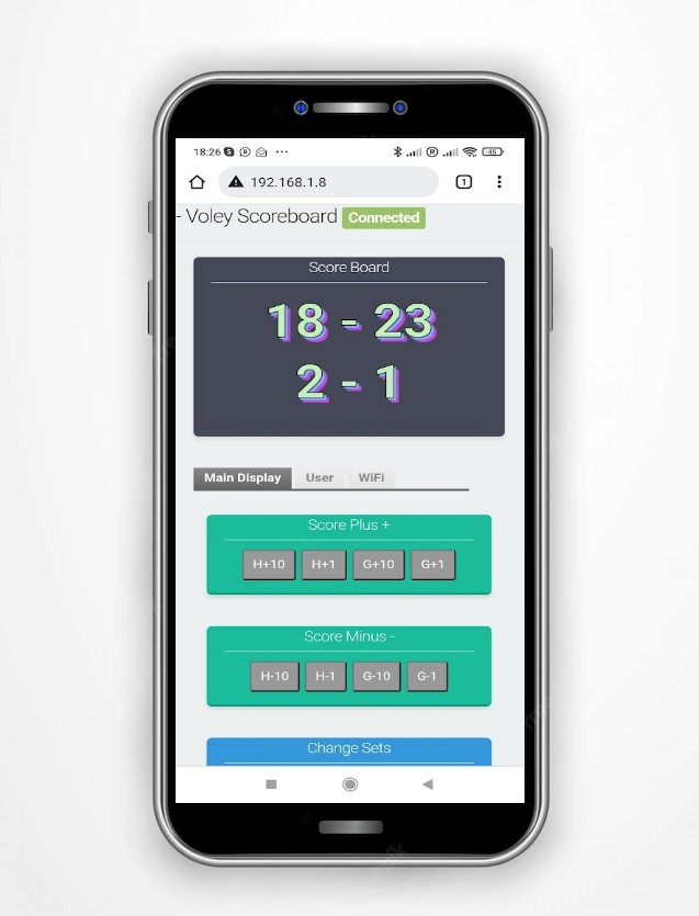 mobile web interface for scoreboard wifi