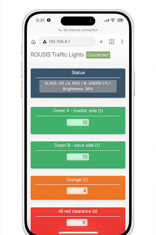 web UI of portable traffic lights