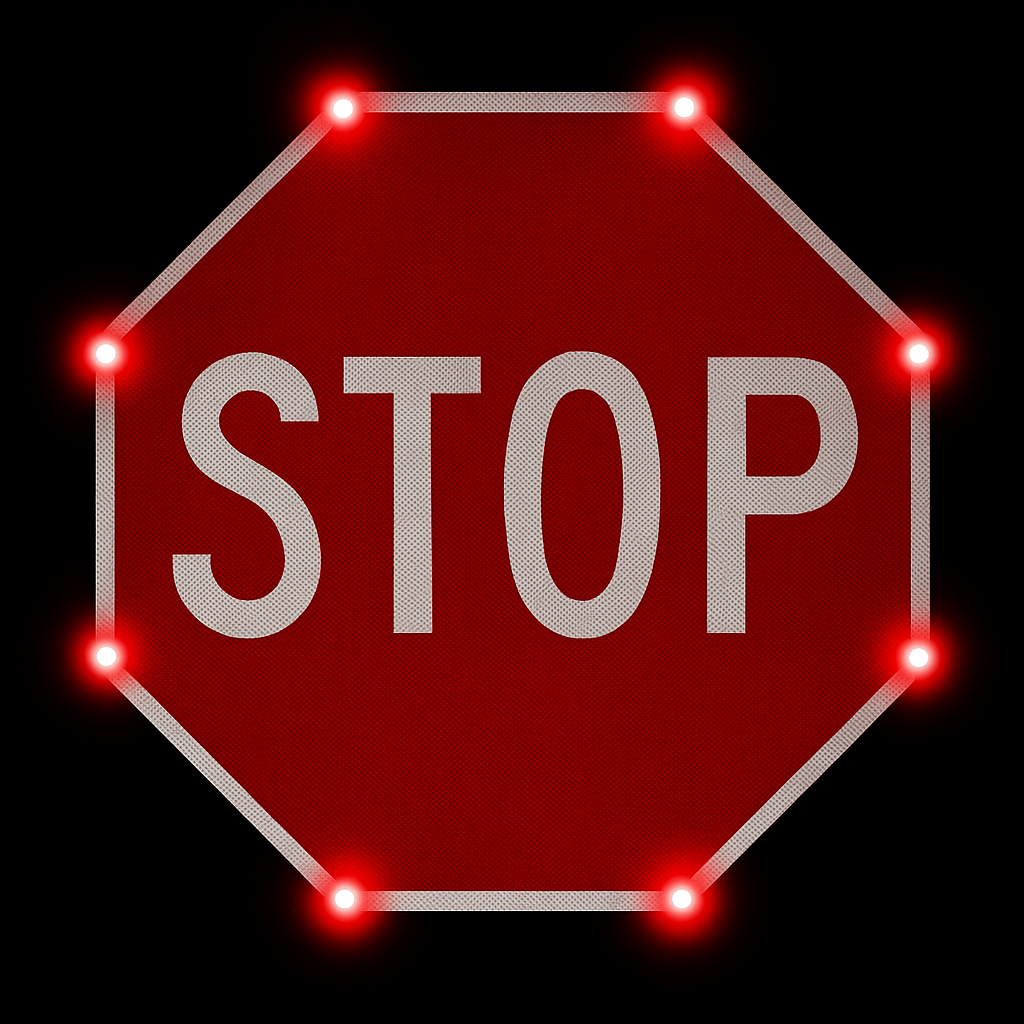 Ηλιακή Φωτεινή Πινακίδα STOP με LED 